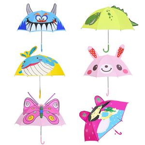 Leuke cartoonkinderen paraplu animatie creatieve D oormodellering met lange standen kinderen paraplu voor jongens meisjes sxjul20