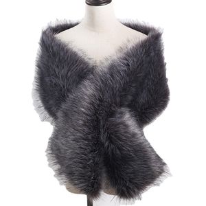 Kış Faux Fur Düğün Gelin Sargılar Sıcak Şallar Dış Giyim Kadın Ceketleri Balo Akşam Partisi 20 Renk Ücretsiz Boyut 65''x13 ''