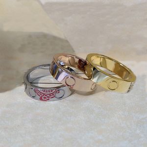 316L band i rostfritt stål 18K guld Lyx kärleksring Fashionabla unisex parringar Designersmycken för kvinnor