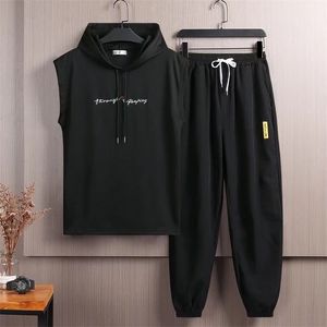 Man TrackSuits 2 częściowe garnitury potowe męskie solidne kamizelki z kapturem setki dresowe setki sportowe setki fitness Men 220607