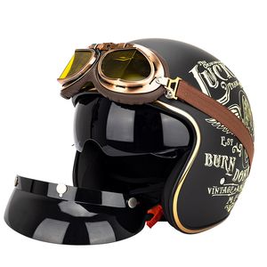 Casco Moto Open Face Half Double mirror Casco Motocross Racing Motobike con occhiali Harley