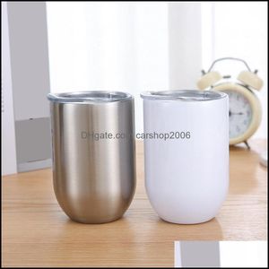 Mugs Drinkware Kitchen Dining Bar Home Garden Ll 300Ml Sublimation Egg-Shaped Coffee Mug Stainless Steel Tumbler Cup Cute Vacuum Dhatr