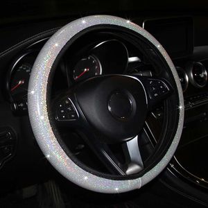 Capas de volante Capas de 37/38mm de carro universal capa de couro pu PU Rhinestones Crystal Case Auto Interior Decor StylingSteering