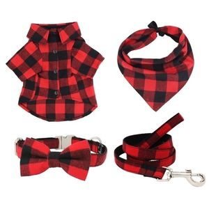 Kırmızı ekose köpek gömlek yaka bowtibeby handmadelaser isminiz y200515