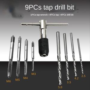 Hand Tools Tap Wrench High Speed Steel Combined Drill Bit Complete Set M3-m6 9-piece Wrenches Electric TorqueHand