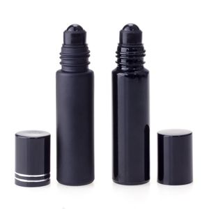 10ML Black Essential Oil Bottle Glass Roll On Perfume Crystal Roller Ball Bottles 2 Style