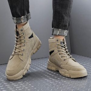 Botas Tênis Cano Alto Snicker Sapatos de Segurança Não Casual Couro Tático 2022 Trabalho Homem Surf Tênis Azul Moda