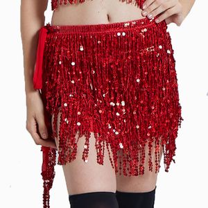 Halloween Belly Dance Skirt Bottoms Dresses Dance Waist Chain Performance Hip Scarf Indian Costume Sequin Tassel Dress Stage Wear D022
