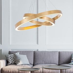 Pendant Lamps Postmodern Light Luxury Ring Chandelier Front Office Clothing Store Villa Duplex Building Simple Living Room Hall BedroomPenda