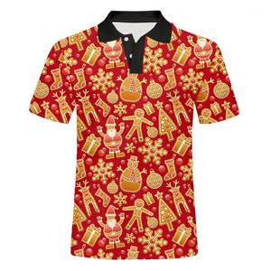 Męskie koszule Casual IFPD Red Cartoon Choinki Snowman 3D Przycisk Koszulka Odzież Lato Jakość Geometryczny Moda Krótki Rękaw Top 5XL