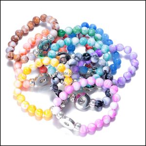 Charm Bracelets Jewelry Snap Button Natural Stone Beads Bracelet Bangles Fit 18Mm Ginger Buttons Diy Valentine Dhxtt