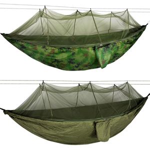 Lägermöbler Portabelt utomhuscampingtält Hammock med myggnätet Canopy Parachute Hanging Bed Hunting Nylon Sleeping Swing HangingCamp