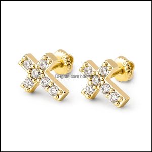 Wholesale cross earrings studs resale online - Stud Earrings Jewelry Minimalist Sier Cubic Zirconia For Women Simple Geometric Cross Earring Hip Hop Fashion Drop Delivery Rnyv
