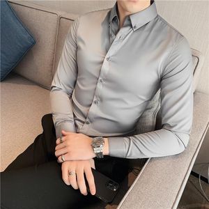 Fritidsskjortor herr Asiatisk storlek 4XL Chemise Homme De Luxe Pour Le Costume Snygg långärmad män Business Slim Fit Social Camisa MasculinaMe