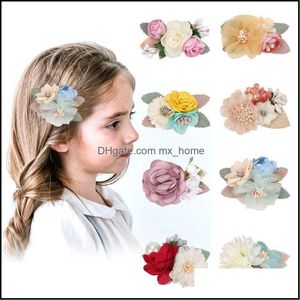 Hair Accessories 18Pcs Fashion Korean Girls Elegance Clips Cloth Flowers Pin Flower Cor Brooch Wedding Party Drop Delivery 2021 Baby Dhekb