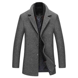 Brand Wool Coat Slim Fit Jackets Winter Gruby mężczyźni wełniane płaszcze odłączane Salik Scynki Płaszcze Mężczyzna Rów Męski T220810