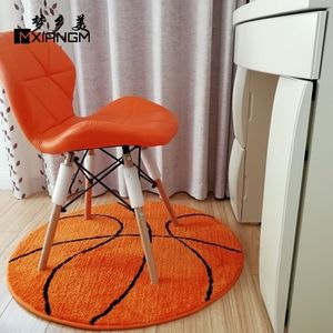 3D poliéster anti -bola deslizante redonda redonda de carpete fofo Cadeira de computador Pad Football Room de estar de estar de estar para crianças tapetes de quarto Y200416