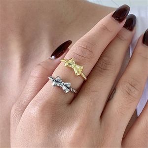 Bellissimo anello in vero argento sterling 925 con aperture a forma di Bowkont, anelli in oro 18k regolabili per le donne, feste, vacanze, San Valentino, amico, regalo, anello, gioielli con scatola