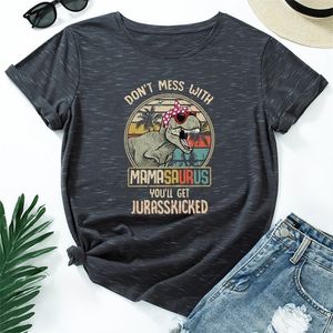 JCGO Sommer Baumwolle Frauen T Shirt Mode Dinosaurier Buchstaben Drucken Kurzarm Damen Graphic Tee Tops Casual ONeck Weibliche T-shirt 220613