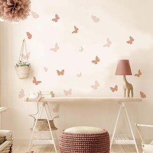 Wandaufkleber, Boho-Rosa-Schmetterling, für Babys, Mädchen, Jungen, Kinderzimmer, nordische warme Heimdekoration, kreative Tiere, Vintage