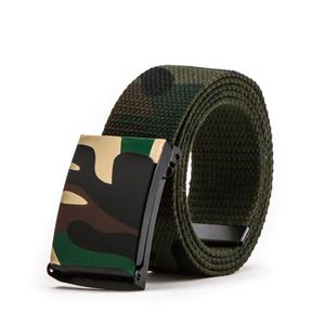 Cintos de chegada Men Belt Belt Camouflage Canvas Cintos Cintura Correa Tactics Rem Jeans para Camo Buckle Unisex 110cmbingts