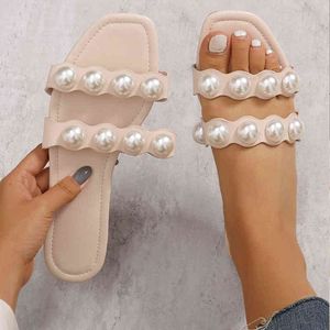 Flat sandals open toe large pearl flat sandals