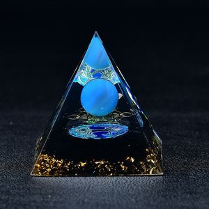 Blue Ocean Lapis Orgone Pyramid EMF Protection Quartz Reiki Meditation Orgonite