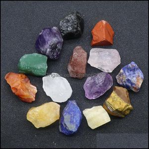 Stein Lose Perlen Schmuck Natürliche Tigerauge Amethyst Rosenquarz Türkis Achat 7Chakra Energie Heilung Ornamente Tropfen D Dhagk