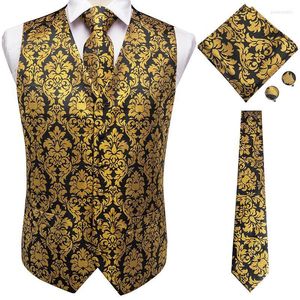 Gilet da uomo Gilet da sposa Hi-Tie Gilet Seta 4PC Gemelli Hanky Cravatta Classic Paisley Rosso Blu Oro Rosa Gilet Completo Completo Guin22