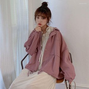 Jackets femininos Techwear Pink Jacket for Women 2022 Spring Autumn Sweet coreano Loose All-Match Wrap Casat Vintage Preppy