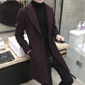 Mężczyzn Płaszcze swobodny długi górny top gęsty wełniany wykop mody ciepły płaszcz Lapel Spring Autumn Overcoat plus rozmiar 5xl długi płaszcz 201127