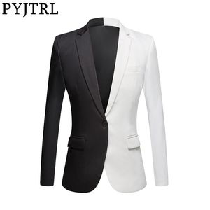 PYJTRL Fashion Bianco Nero Rosso Cappotto casual Uomo Blazer Stage Cantanti Costume Blazer Slim Fit Party Prom Suit Jacket 201128