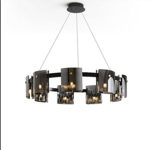 Modern LED Luxury Chandeliers Lighting Amber Smoky Glass Hanging Lamp Dining Living Room Bedroom Light Fixtures Pendant Lamps