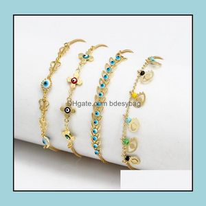 Braccialetti con ciondoli Gioielli Oro Occhio azzurro malvagio Braccialetto occhi turchi fortunati Per le donne Ragazze Regalo per feste in spiaggia 10 Stili Drop Delivery all'ingrosso 20