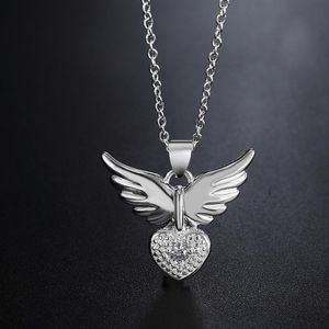 Hänge halsband ängelvinge hänger kristallhjärta halsband för kvinnor 925 stämpel bröllop fest mode smycken 2022 gåva kvinnlig beroende