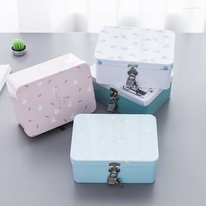 Aufbewahrungsboxen, Behälter, 1 Stück, kreative Weißblech-Box mit Schloss, Desktop-Organizer, kleine Kosmetik