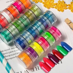 Nagel glitter neon pigment pulver fluorescerande set shinny ombre krom damm diy gel polsk manikyr för naglar konst dekoration prud22