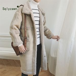 Mens Wool Suede Warm Winter Trench X Long Outwear Overcoat Lamb Fur Windproof Woolen Jacket Couple Teddy LJ201110