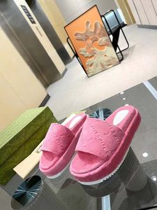Designer Slippers Multicolor Sandals Mid Heel Height 55cm Ladies Thick Bottom Fashion Canvas Sandals With Box