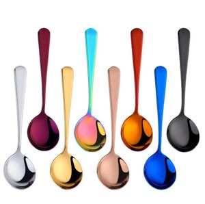 Professional Dessert Coffee Cupping Spoon Stainless Steel Round Rice Scoop Soup Spoon SN4085