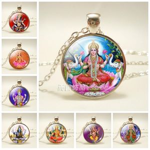 Anhänger Halsketten Lakshmi Göttin Glaskuppel Modeaccessoires Halskette Schmuck Hinduismus Amulett Charm Cabochon für Sie oder IhnAnhänger