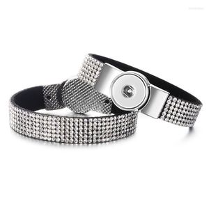 Bangle 10 Pz / lotto Bracciali con bottone automatico fai da te allo zenzero all'ingrosso per le donne in pelle con charms in cristallo Braccialetti in metallo Fit 18mm BottoniBangle Inte2