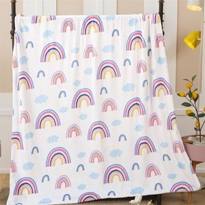 Kreskówkowy Rainbow Flannel Koc do łóżka Soft ciepłe nordyckie rzut koc sofa koce kolanowe Dostosuj Baby Child Bedspread 220616
