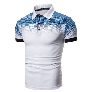 Mens Fashion Print Short Sleeve Lapel Collar Polo Shirt Casual Pullover Tee Tops 220704
