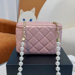 17cm Luxury Handbags Classic Ladies Designer Shoulder Bags Solid Color Ribbed Large Capacity Seam Pearl Chain Wallets Coin Purses Crossbody