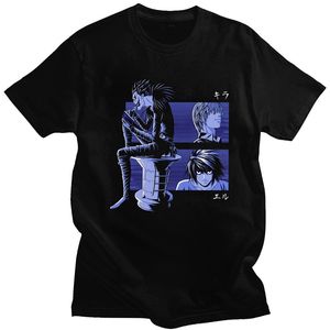 Aydınlatma Tişörtleri toptan satış-Yenilik Ölüm Notu Shinigami Ryuk Tshirt Erkekler Kısa Kollu Japon Manga Işık Yagami L T Shirt Pamuk Anime Tee Hediye Fikri