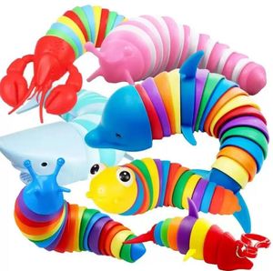 新しいFidget Toy Slug Articulated Flexible 3D Slug Fidget Toy All Ages Relief Anti-Anxiety Sensory Toys for Children Adults