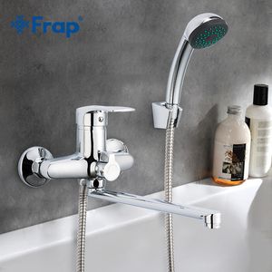 Frap 1set 30cm silver Outlet pipe Bath shower faucet set Zinc Alloy body shower head bathroom tap chrome bathtub faucet F22701B 201105