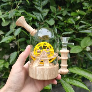 Hookahs 6.3 Inches Waterwheel Silicone Glass Bong with Percolator Fun Wheel Mini Bongs Dab Rig Oil Rigs 14Mm Glass Bowl