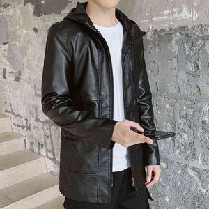 Herren-Windbreaker mit Kapuze, übergroße Jacke, Schwarz, Motorrad-Kunstleder, für Jungen, Moto-Biker, Herren, 4XL, L220725